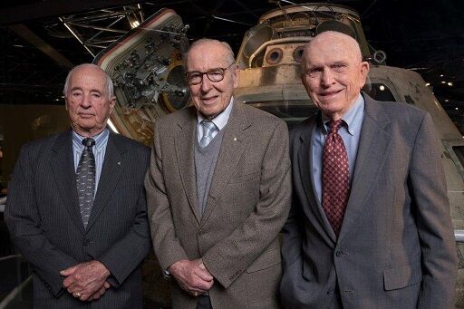 MSI 50th anniversary celebration of the Apollo 8 mission. L to R, William Anders, James Lovell and Frank Borman. (Candace Jordan photo, 2018)